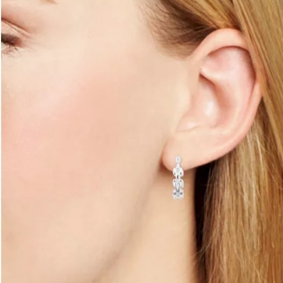 NWT AQUA STERLING SILVER CHAIN EFFECT HOOP EARRINGS - Picture 3 of 7